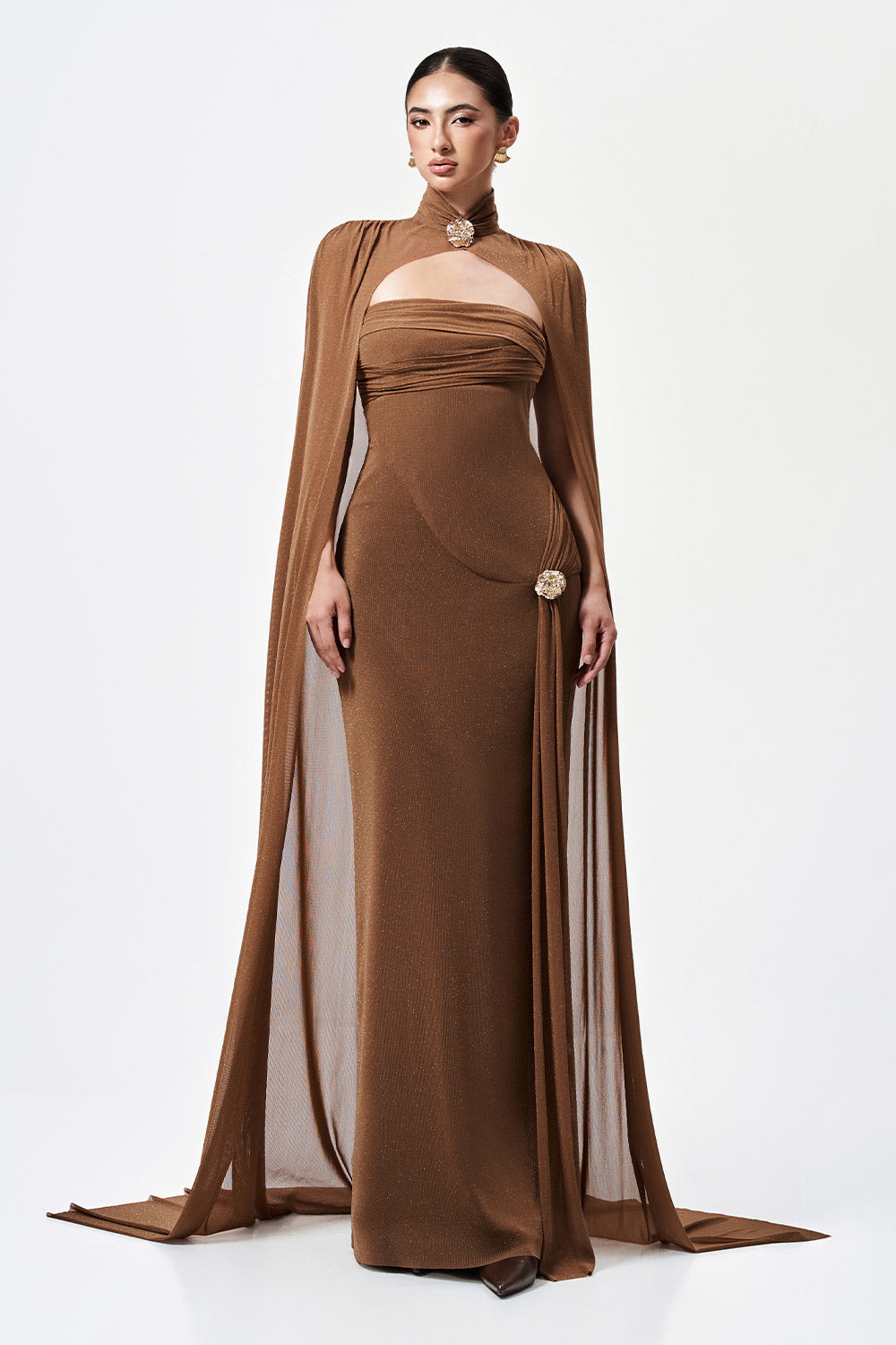 Dunessia Sheath Extended Flap Elastic Cotton Maxi Dress