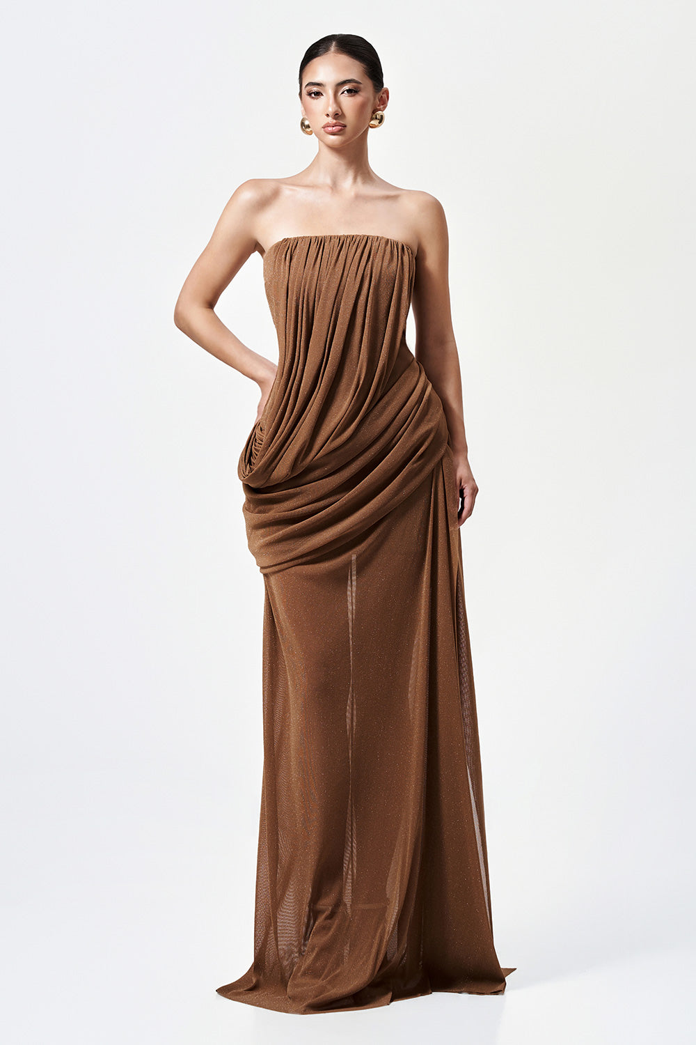 Kaia Asymmetric Straight Across Neck Elastic Cotton Top