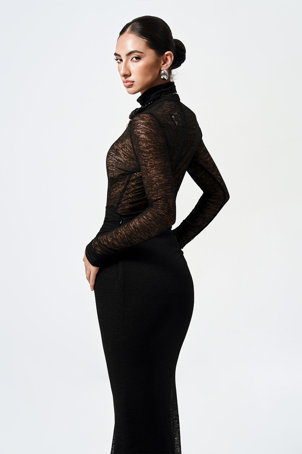 Myra Trumpet High Waist Elastic Cotton Maxi Skirt