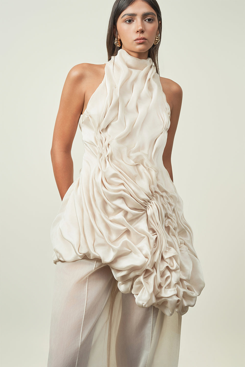 Linh Yen A-line Sheer Organza Maxi Pants