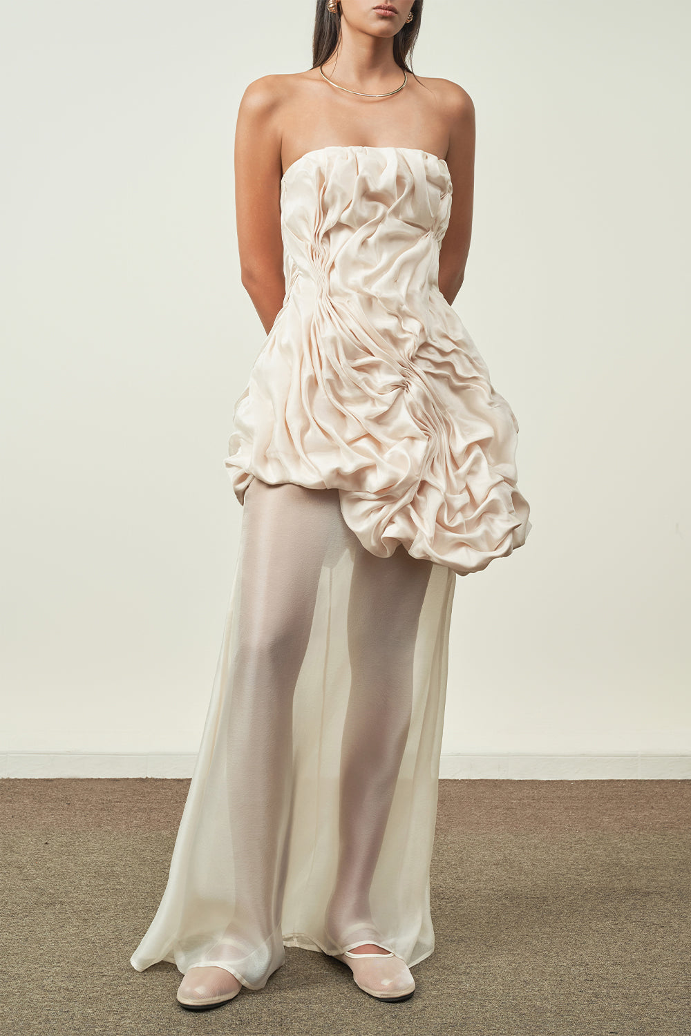 Thanh Tu Mermaid Sheer Silk Organza Maxi Skirt