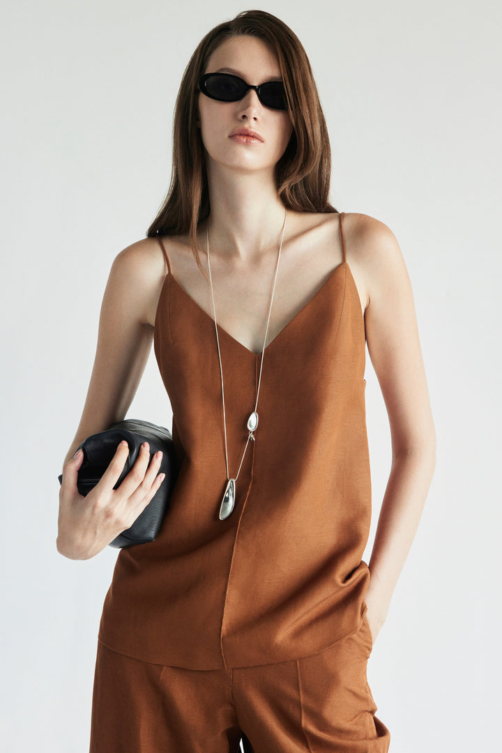 Sienna V-Neck Linen Top - MEAN BLVD