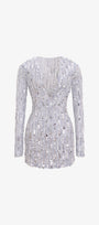 Dazzle Sequin Long-Sleeve V-Neck Mini Dress 2