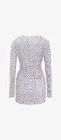 Dazzle Sequin Long-Sleeve V-Neck Mini Dress 4