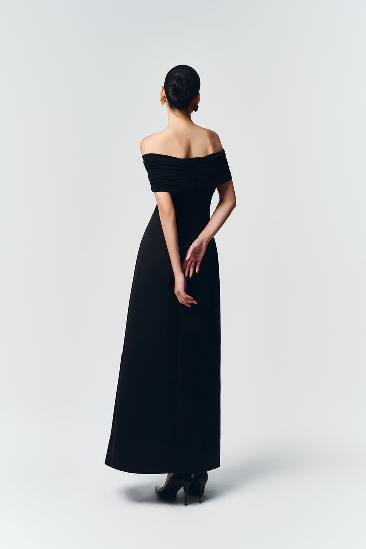 Silvera Off-Shoulder Gathering Maxi Dress - MEAN BLVD