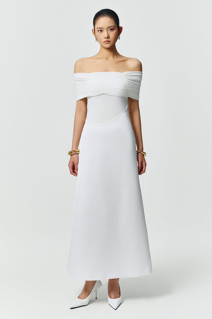 Silvera Off-Shoulder Gathering Maxi Dress - MEAN BLVD