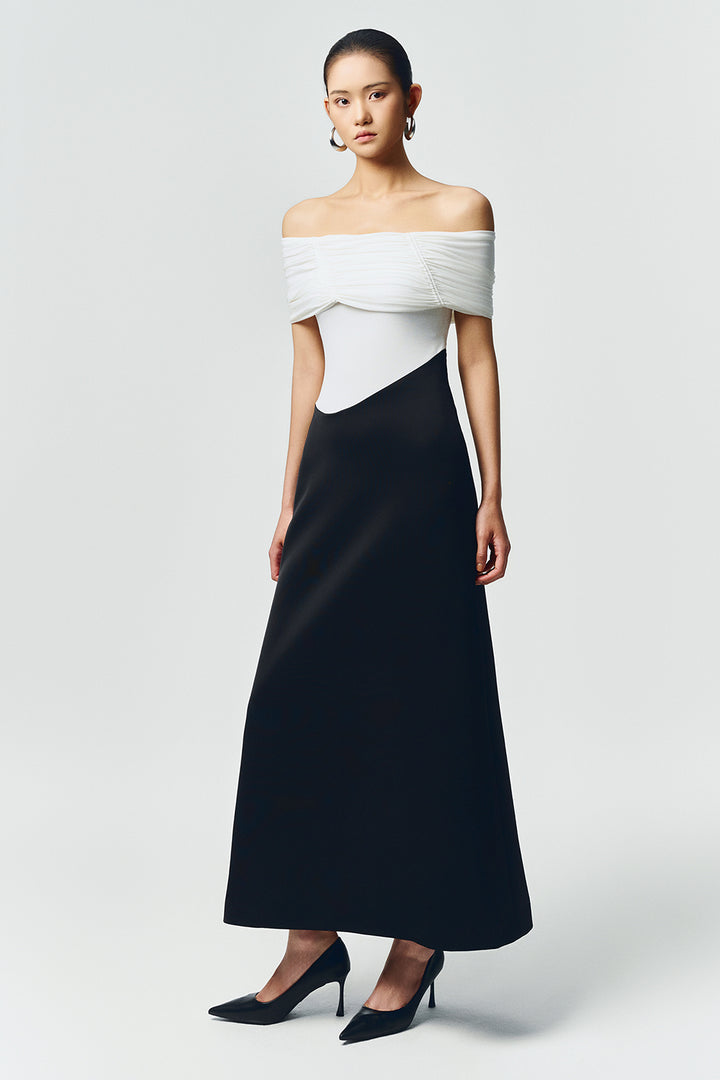 Silvera Off-Shoulder Gathering Maxi Dress - MEAN BLVD