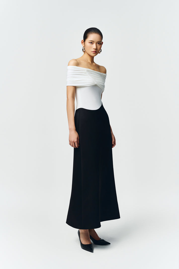 Silvera Off-Shoulder Gathering Maxi Dress - MEAN BLVD