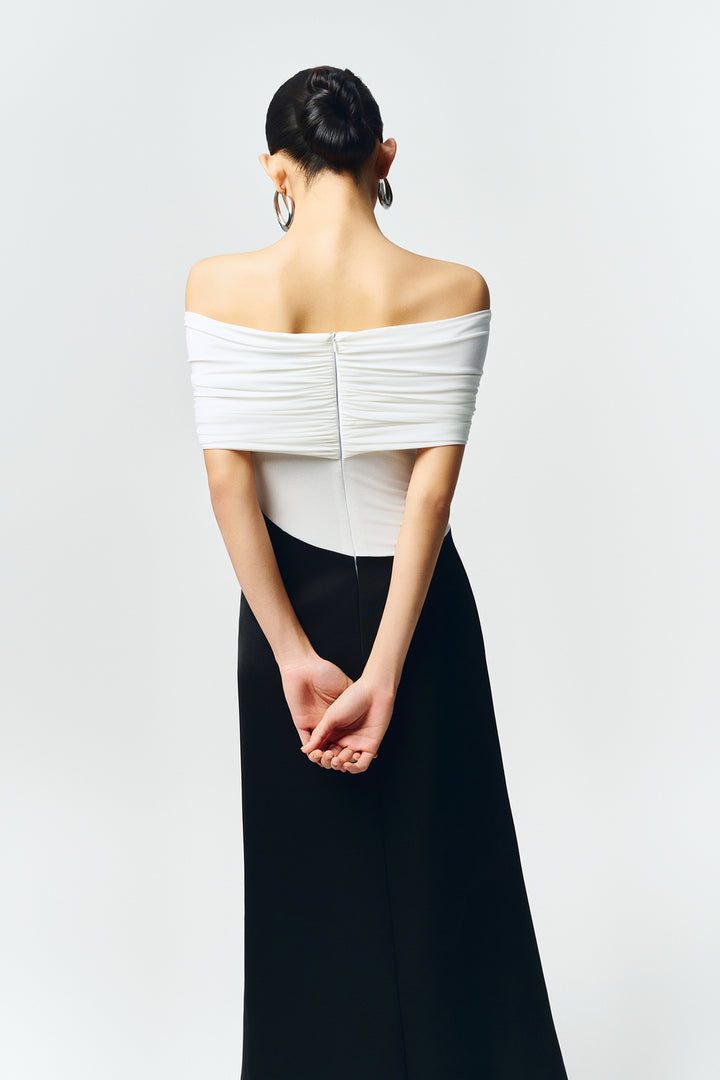 Silvera Off-Shoulder Gathering Maxi Dress - MEAN BLVD