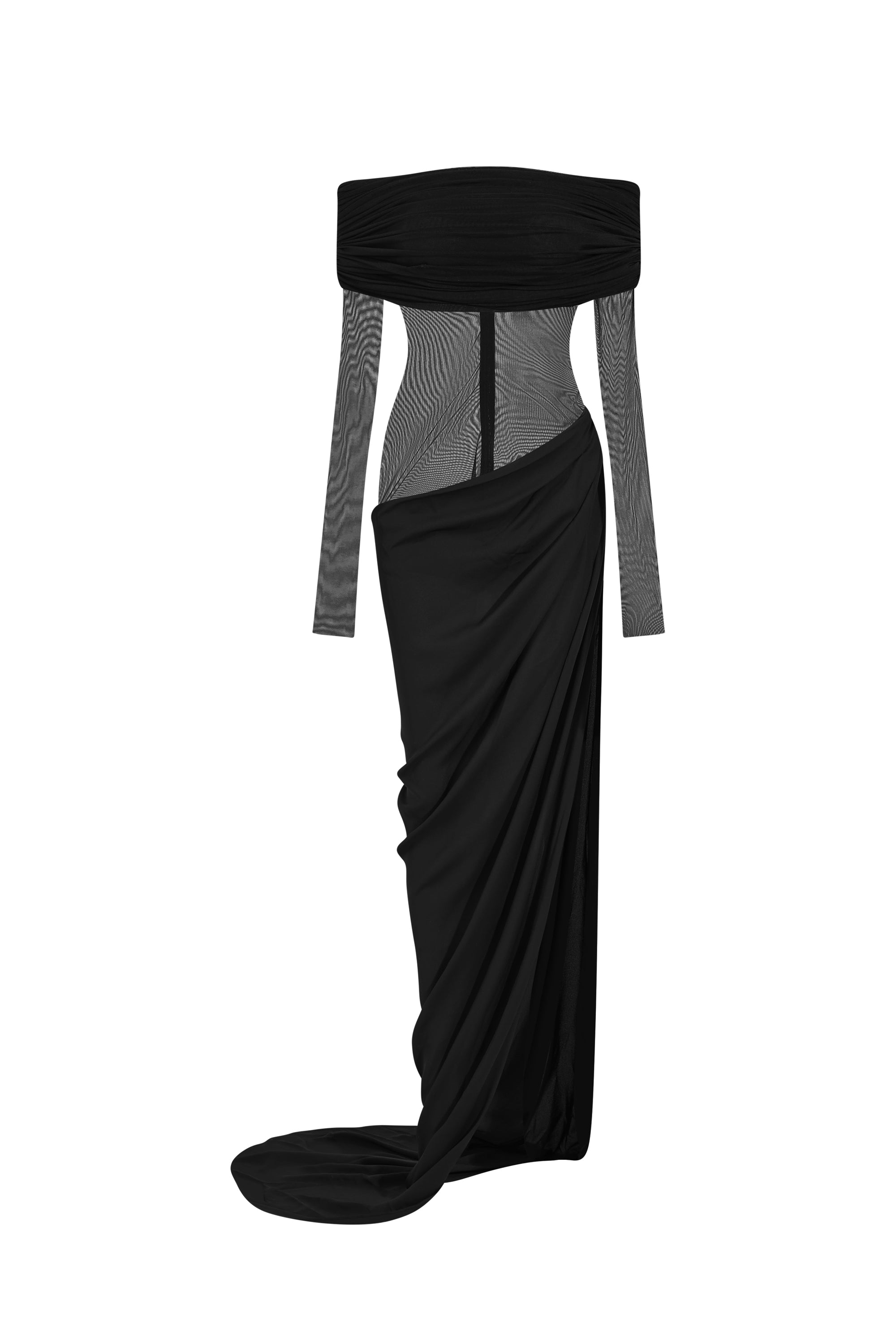 Siren Off-Shoulder Draped Maxi Dress - MEAN BLVD