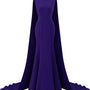 Marceline Sheath Cape Sleeved Crepe Floor Length Dress