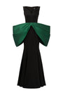 Aurelia Trumpet Bow Crepe Floor Length Dress