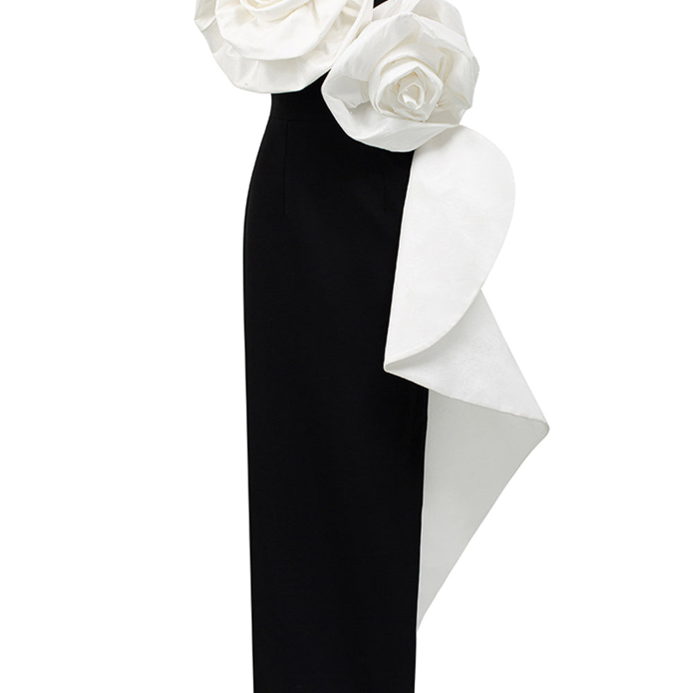 Kensley Sheath One Shoulder Crepe Floor Length Dress