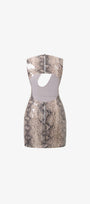 Snake-print Sequin Cutout Mini Dress 4