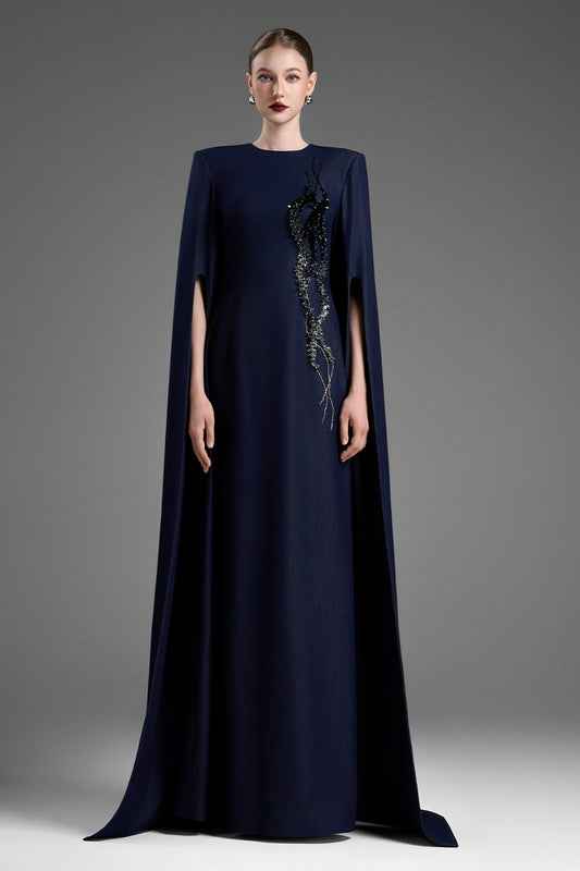 Sofia Cape Sleeve Bead Maxi Dress - MEAN BLVD