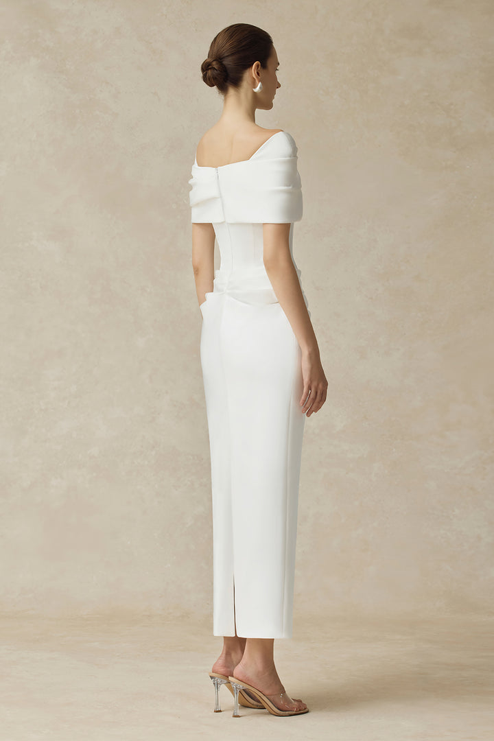 Solara Cold Shouder Sleeve Draped Maxi Dress - MEAN BLVD