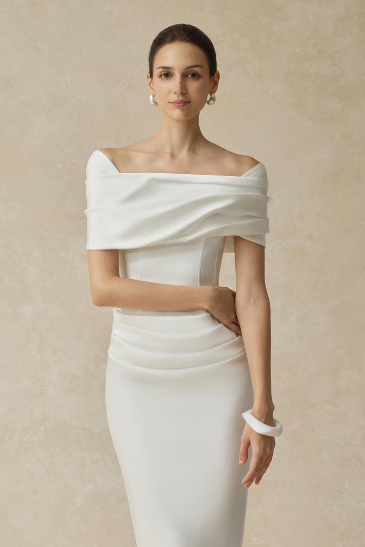 Solara Cold Shouder Sleeve Draped Maxi Dress - MEAN BLVD