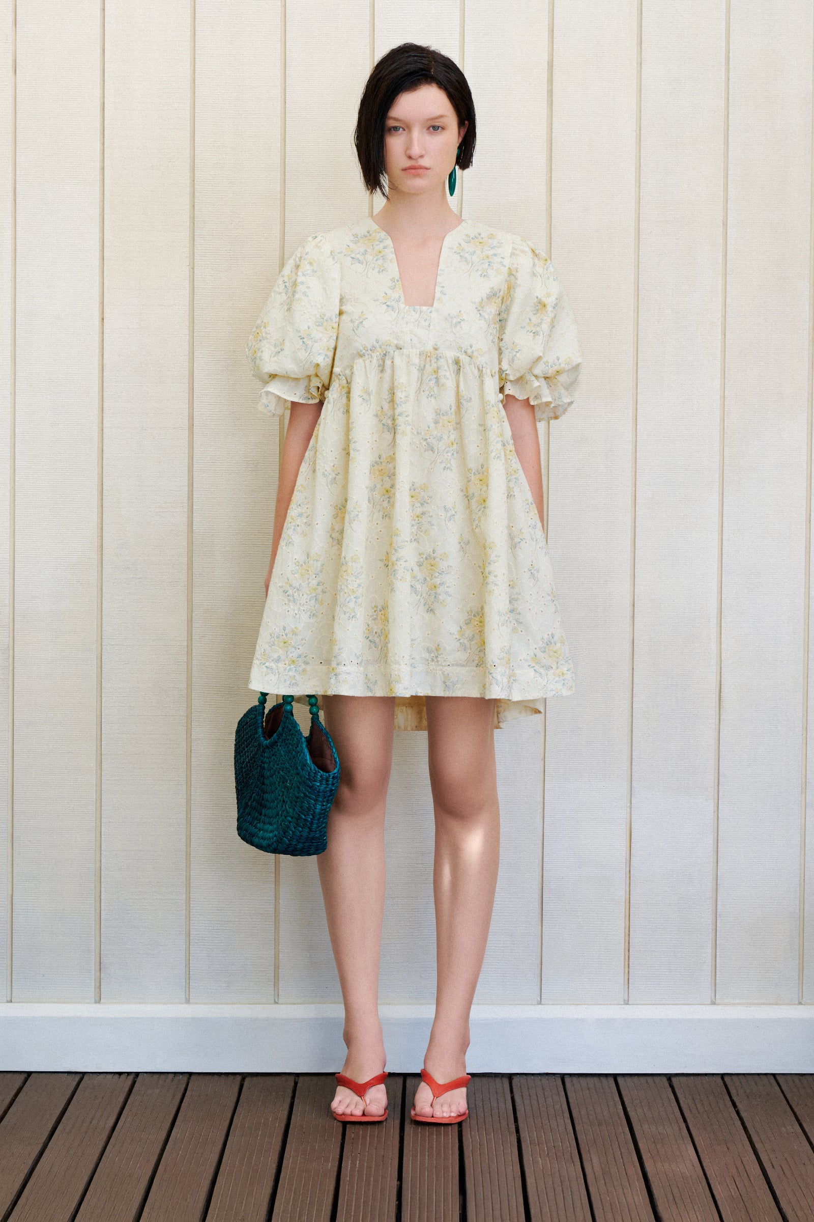 Women's Solenne Puff Sleeve Mini Dress Pastel Yellow S/M/L/XL MEAN BLVD