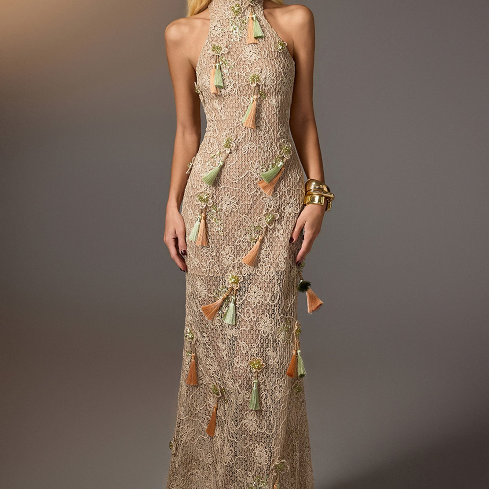 sequin tassel maxi dress Tassel Bustier Sequin Maxi Dress Black Silver