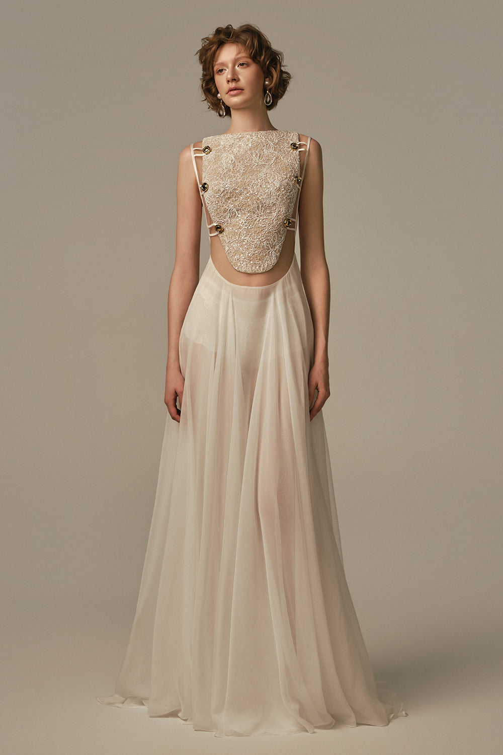 Songe Boat Neck Maxi Dress Off White / S