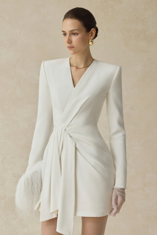 Sora V-Neck Draped Mini Dress - MEAN BLVD