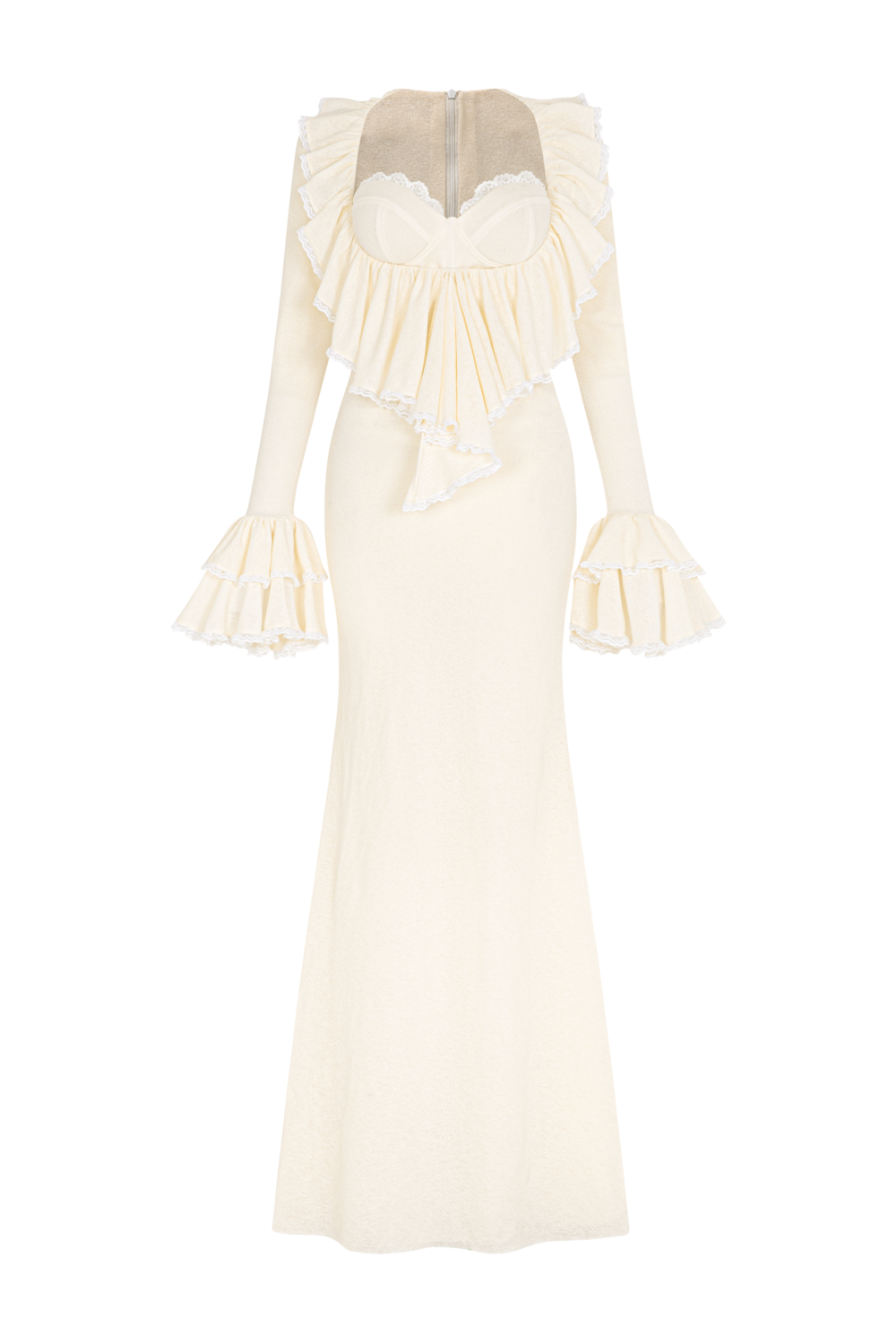 cream ruffle maxi dress New Creation Cream Floral Ruffle Maxi Dress Medium