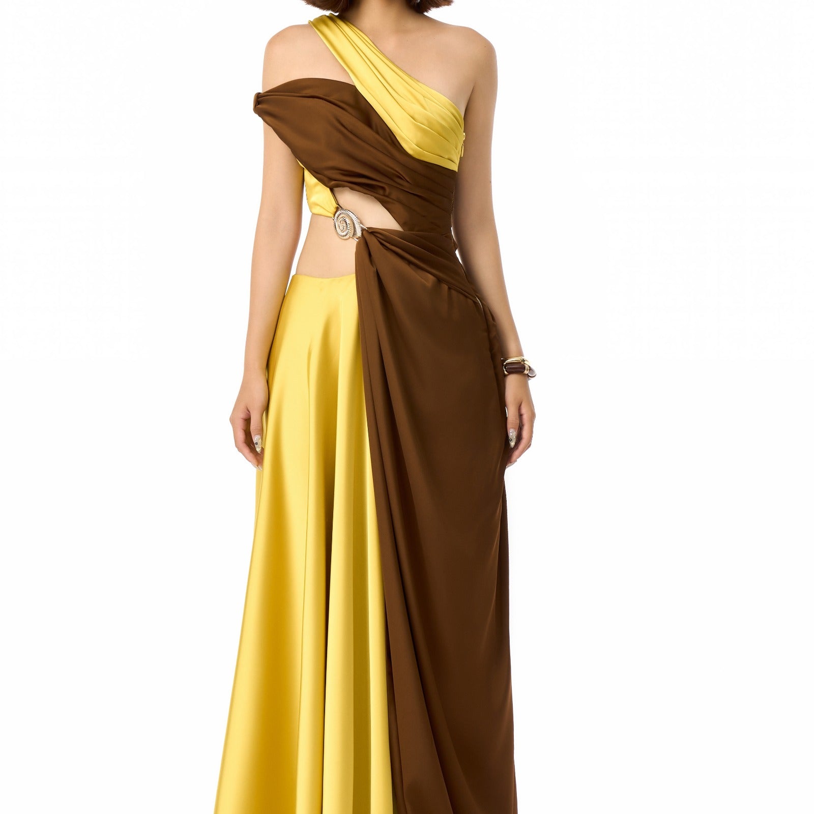 Spiral Asymmetric Neck Maxi Dress - MEAN BLVD