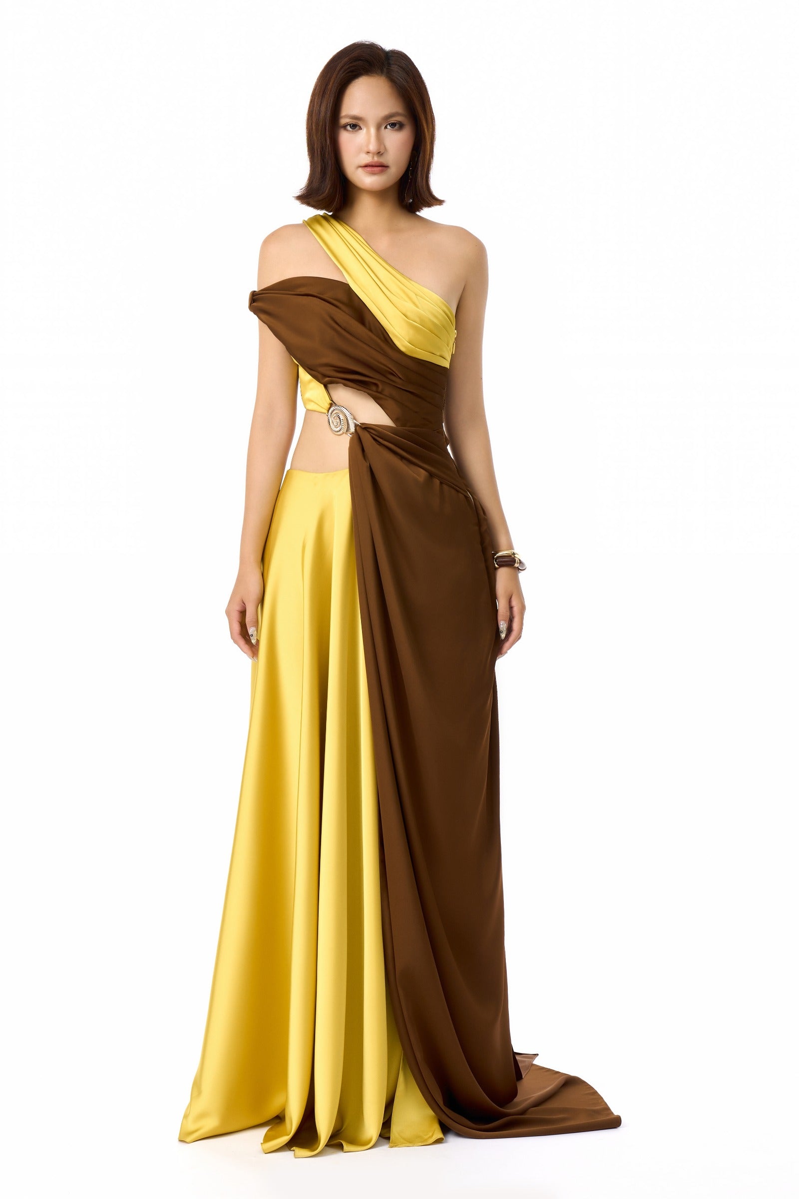 Spiral Asymmetric Neck Maxi Dress - MEAN BLVD