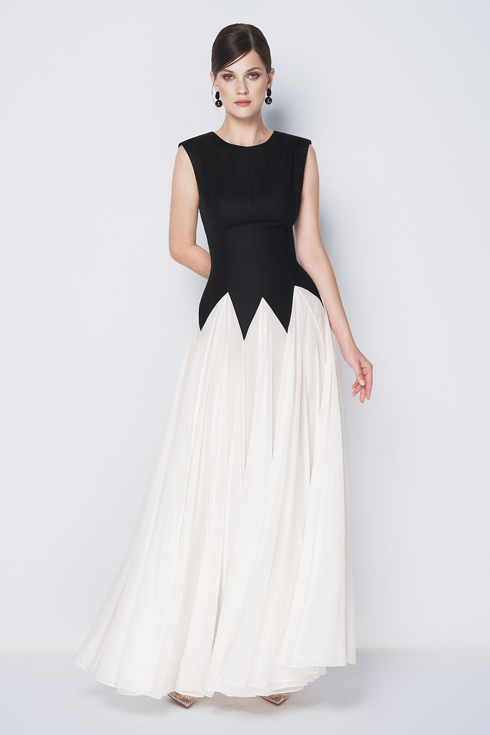 Starlight Tide A-line Pleated Khaki Silk Floor Length Dress