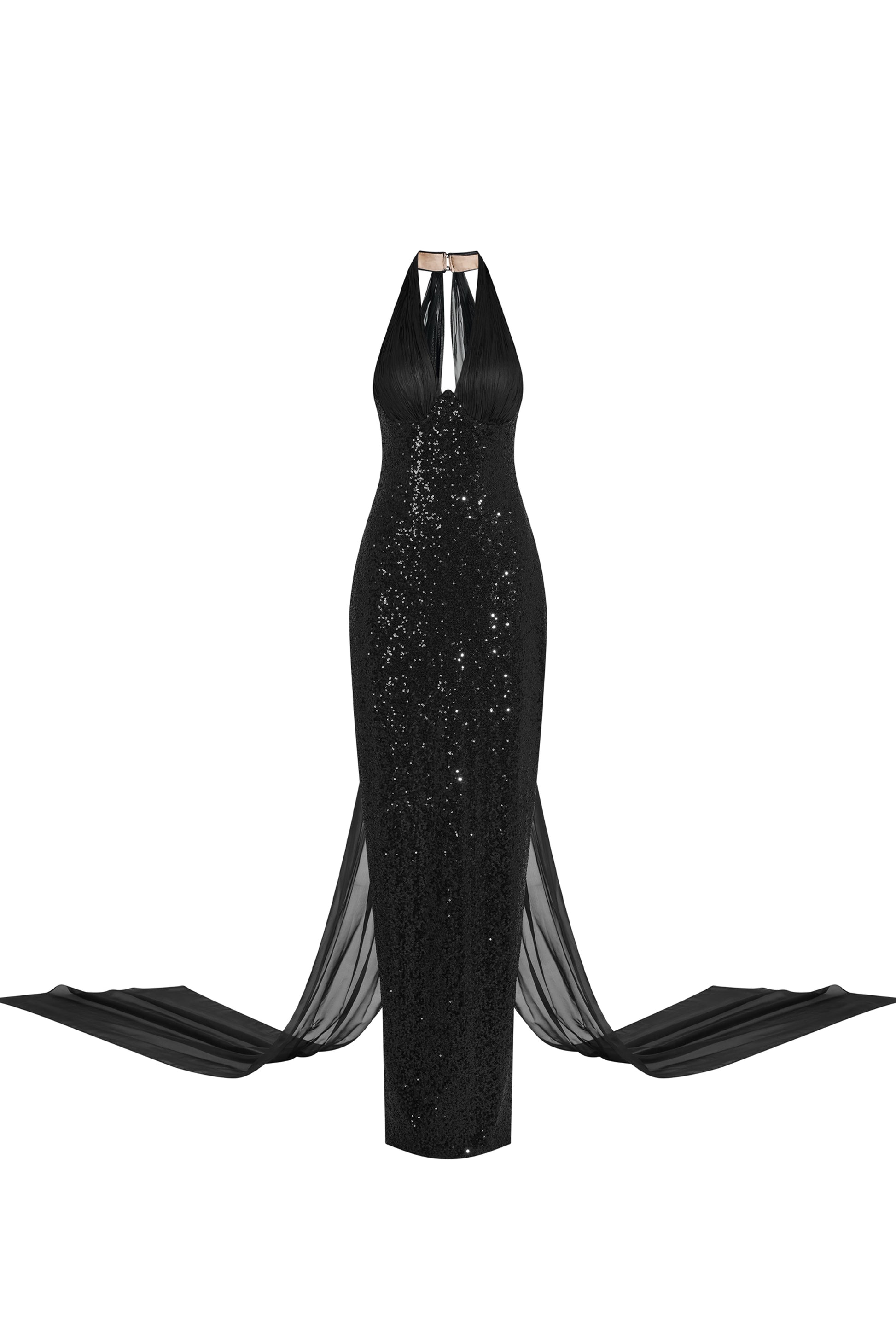 Women's Starlight Halter Neck Sequin Maxi Dress Customize Black MEAN BLVD Women's Starlight Halter Neck Sequin Maxi Dress Customize Black MEAN BLVD