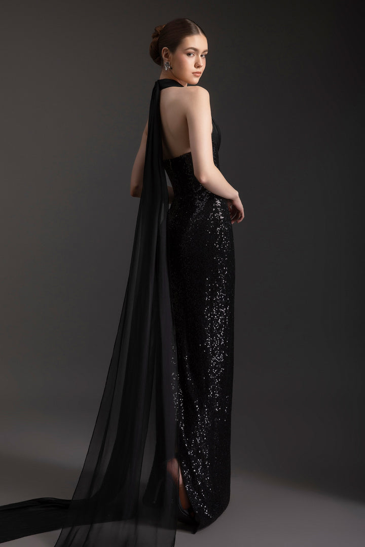 Starlight Halter Neck Sequin Maxi Dress - MEAN BLVD