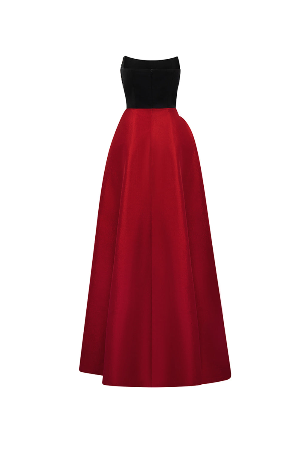 Estelle Asymmetric Curved Neck Taffeta Floor Length Dress