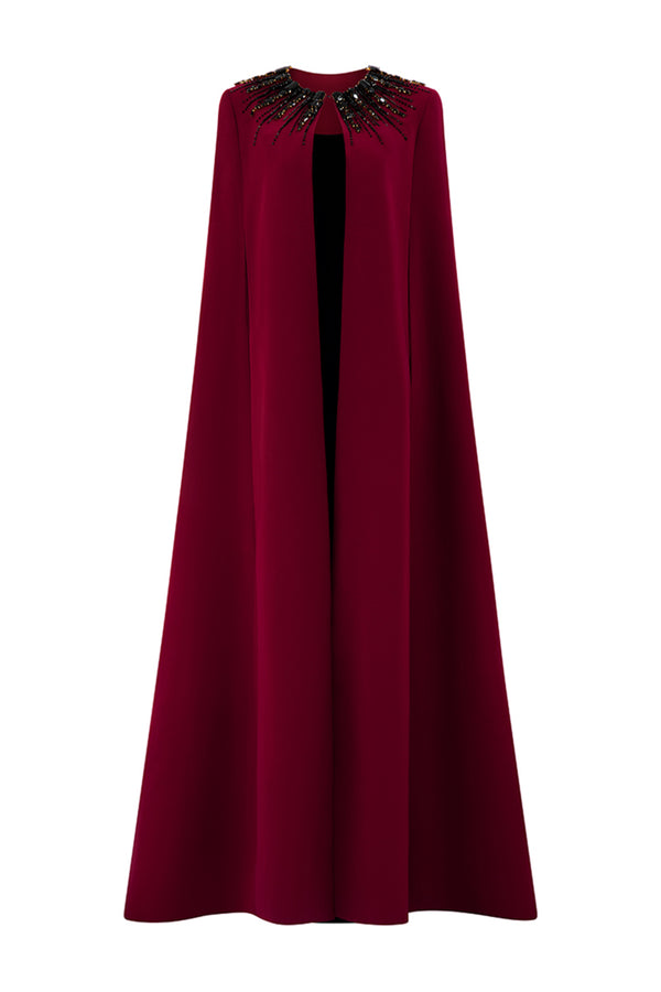 Lexi Cape Hanging Sleeved Crepe Floor Length Set