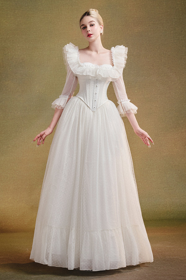 Swan Lake Square Neck Ruffle Maxi Dress - MEAN BLVD