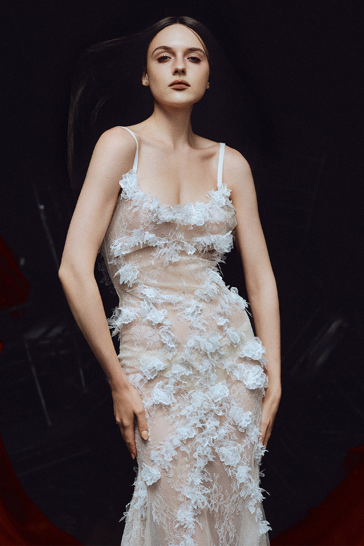 Swan Song Sheath Applique Midi Dress - MEAN BLVD