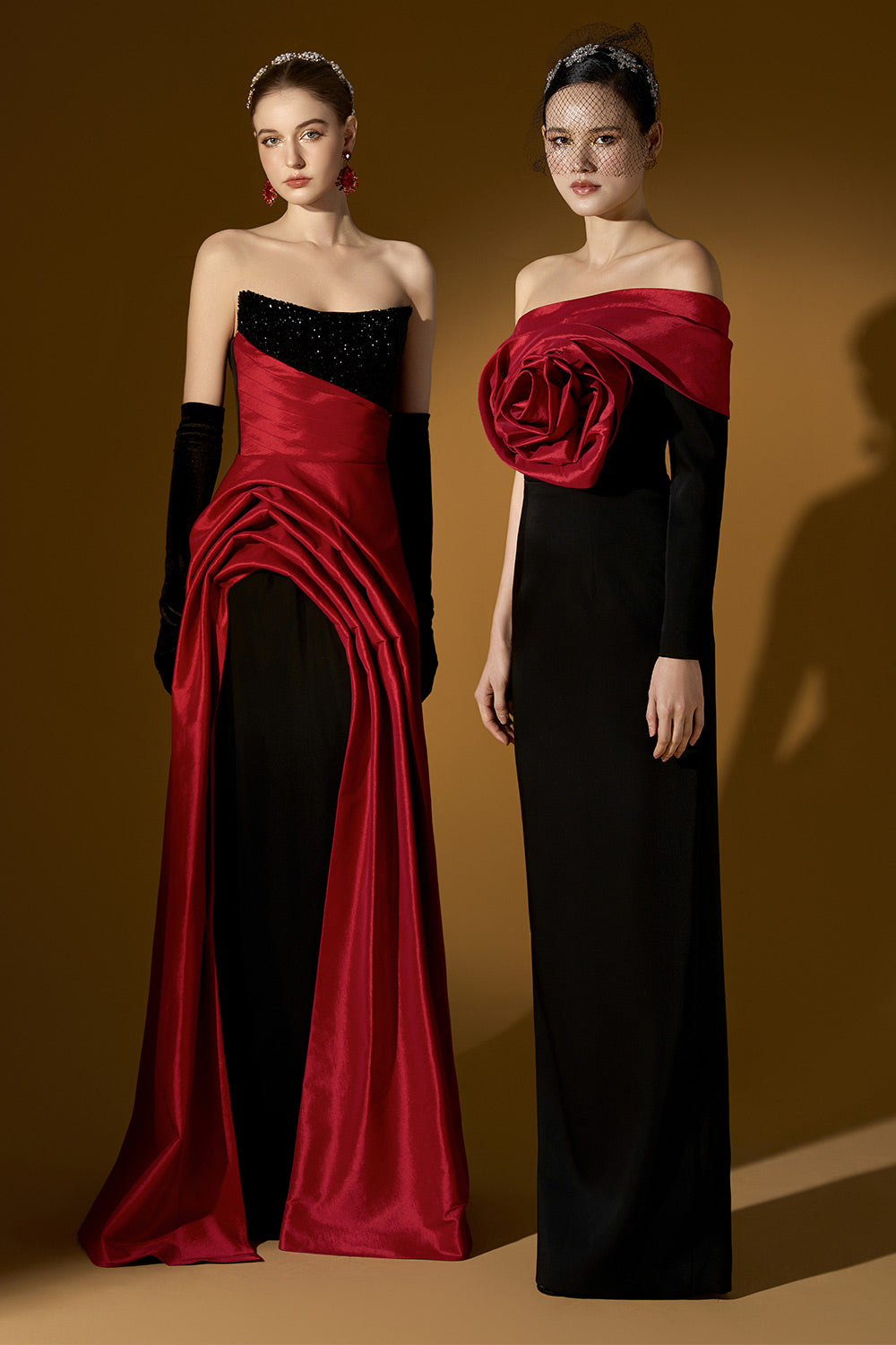 Legacy Sheath Asymmetric Sleeved Crepe Floor Length Dress