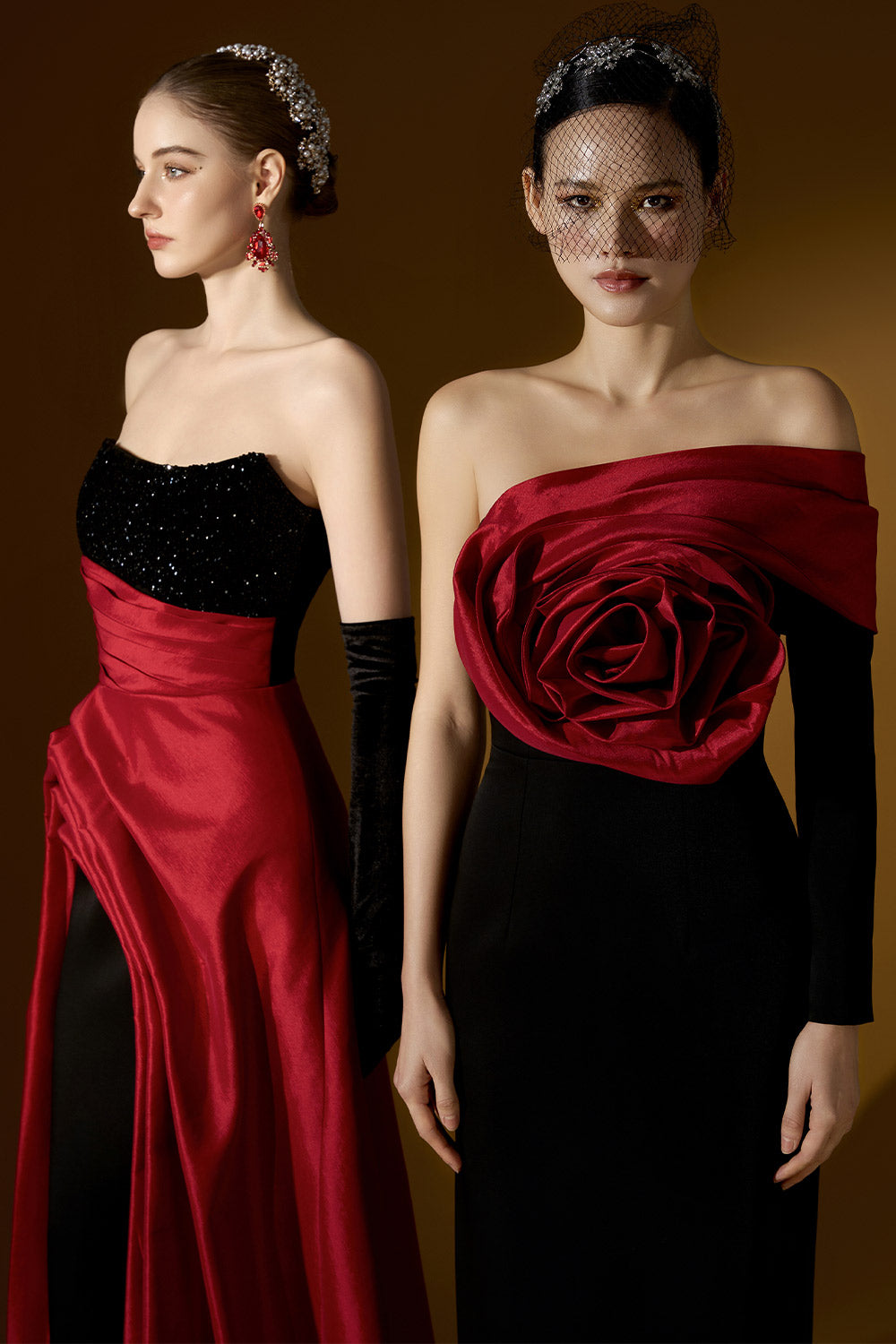 Legacy Sheath Asymmetric Sleeved Crepe Floor Length Dress