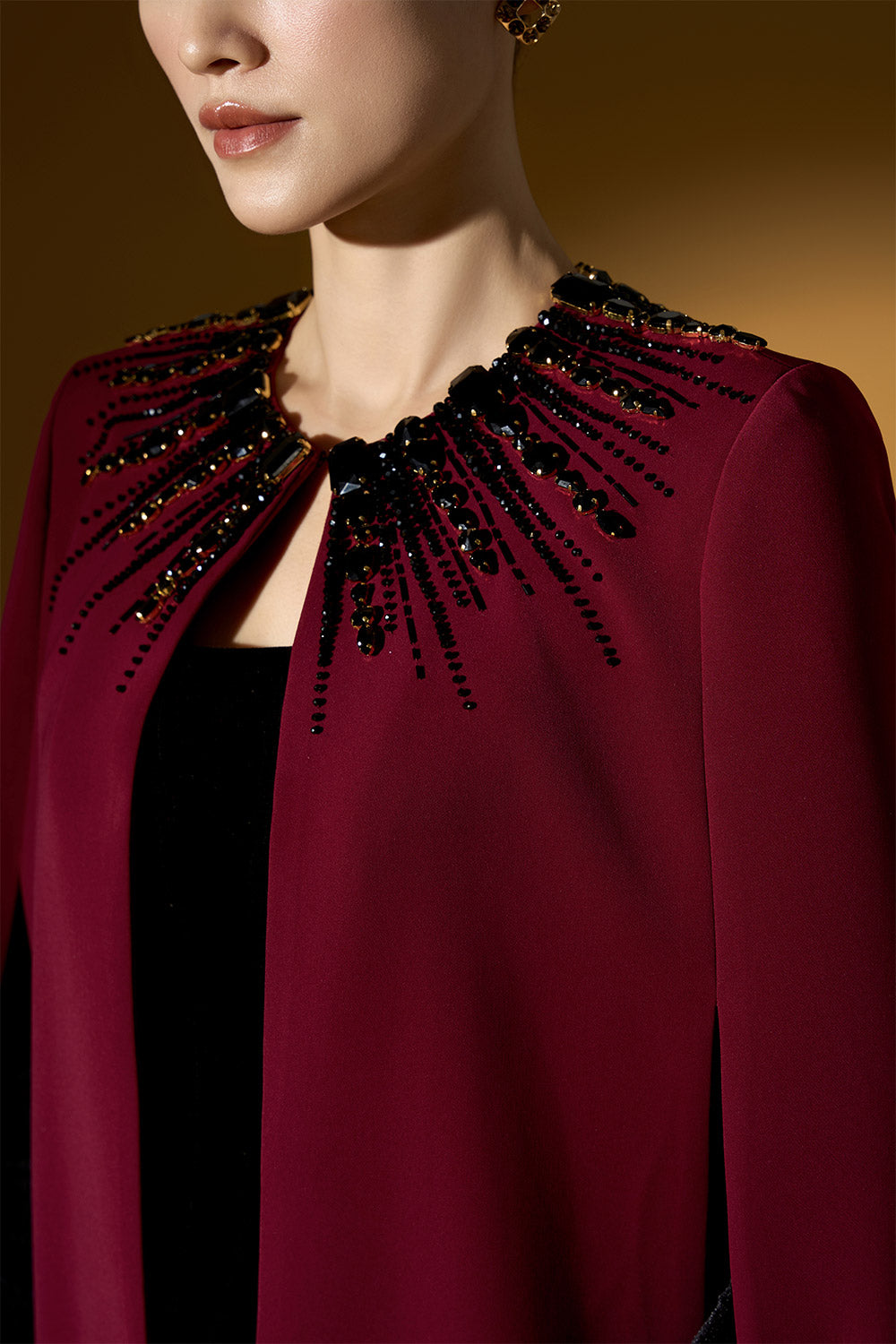 Lexi Cape Hanging Sleeved Crepe Floor Length Set