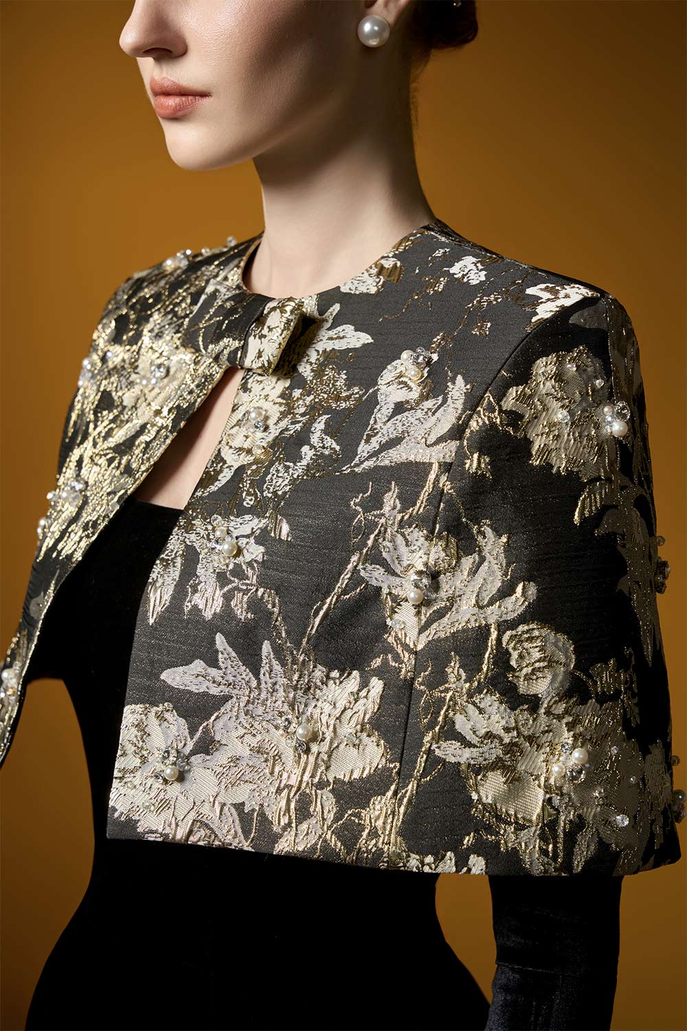 Averi Ball Gown Cape Shoulder Velvet Floor Length Set