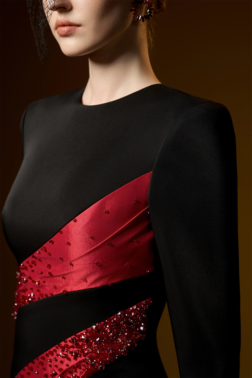 Lyric Sheath Round Neck Crepe Floor Length Dress