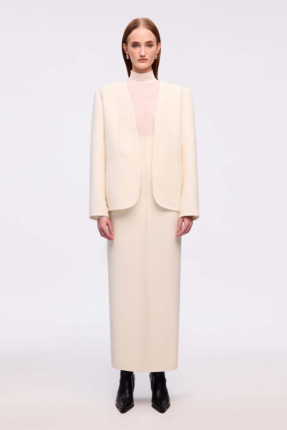 Tran Straight Tube Taffeta Midi Skirt