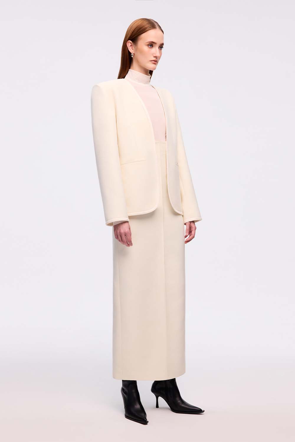 Tran Straight Tube Taffeta Midi Skirt