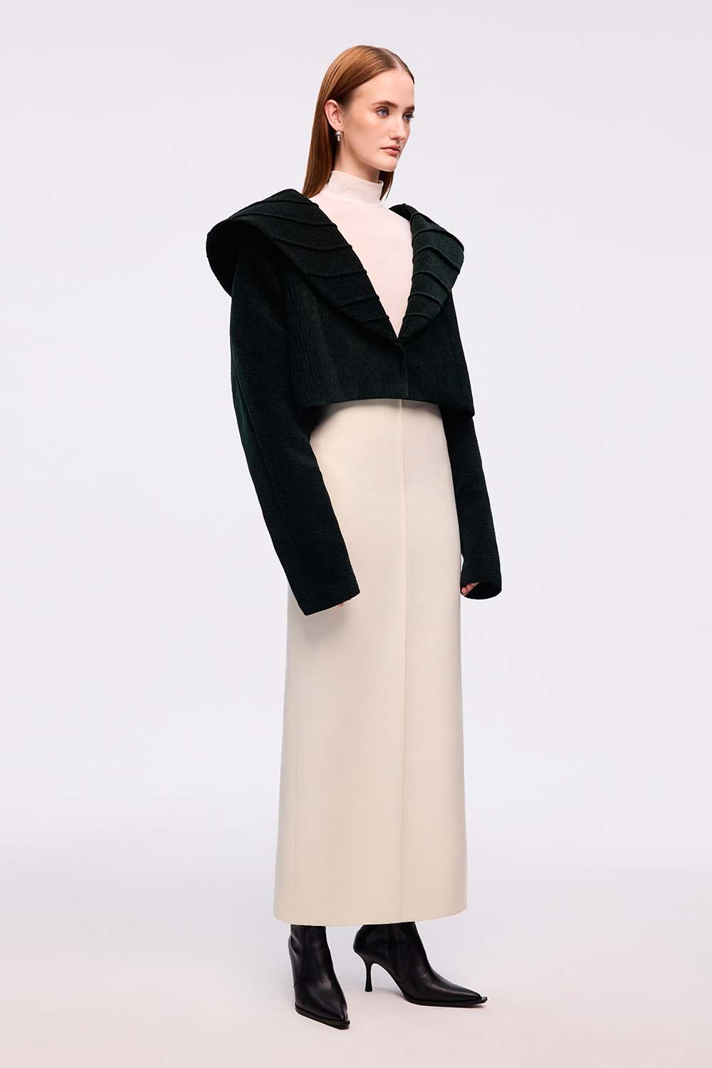 Tran Straight Tube Taffeta Midi Skirt