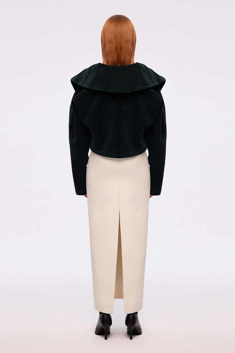 Mac Lam Cropped Plunge Neck Ribbed Velvet Jacket