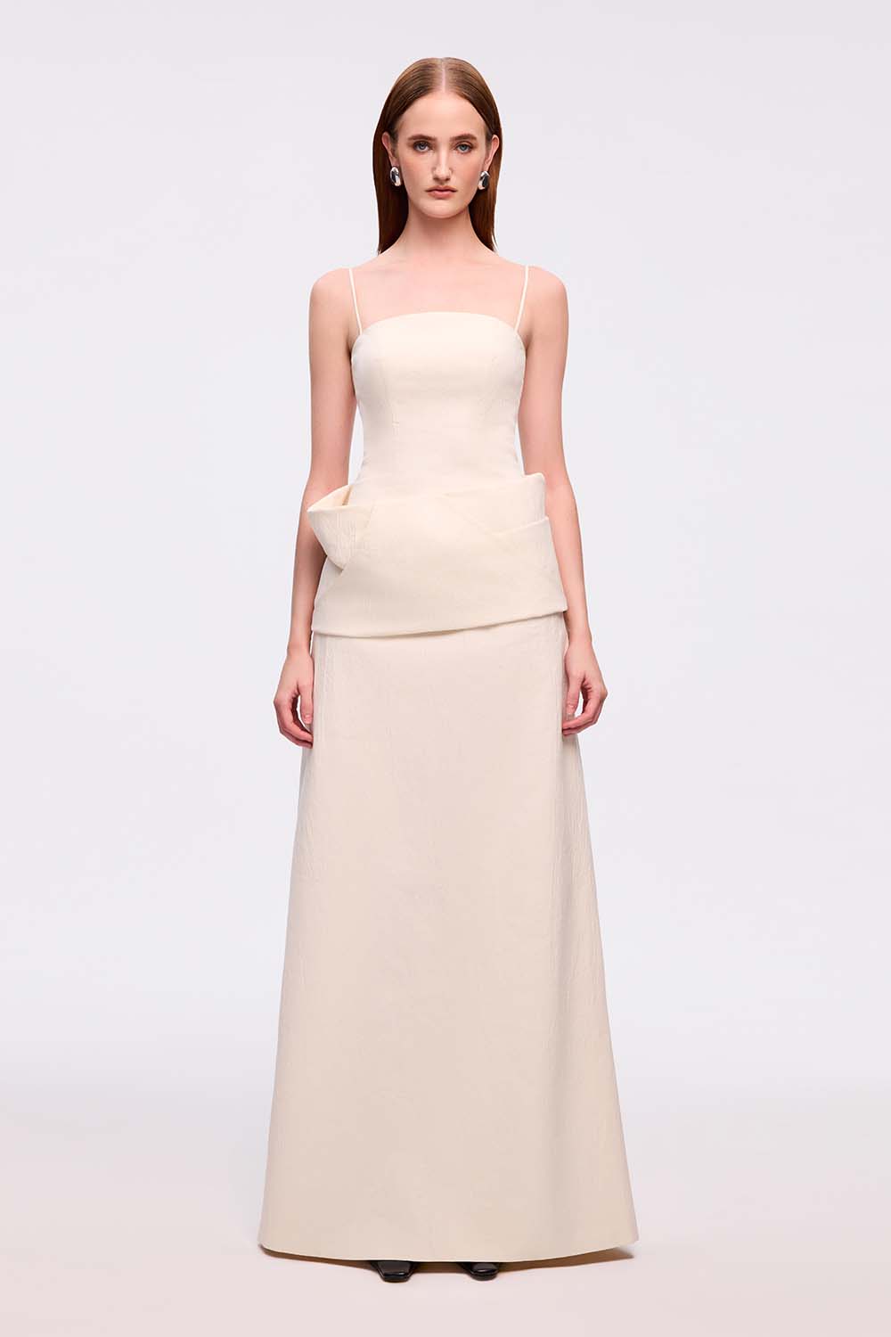 Van Thach A-line Spaghetti Strap Chenille Maxi Dress