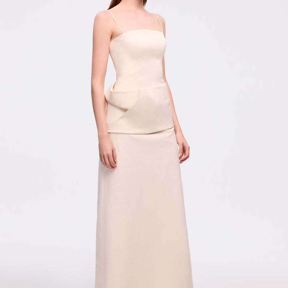 Van Thach A-line Spaghetti Strap Chenille Maxi Dress