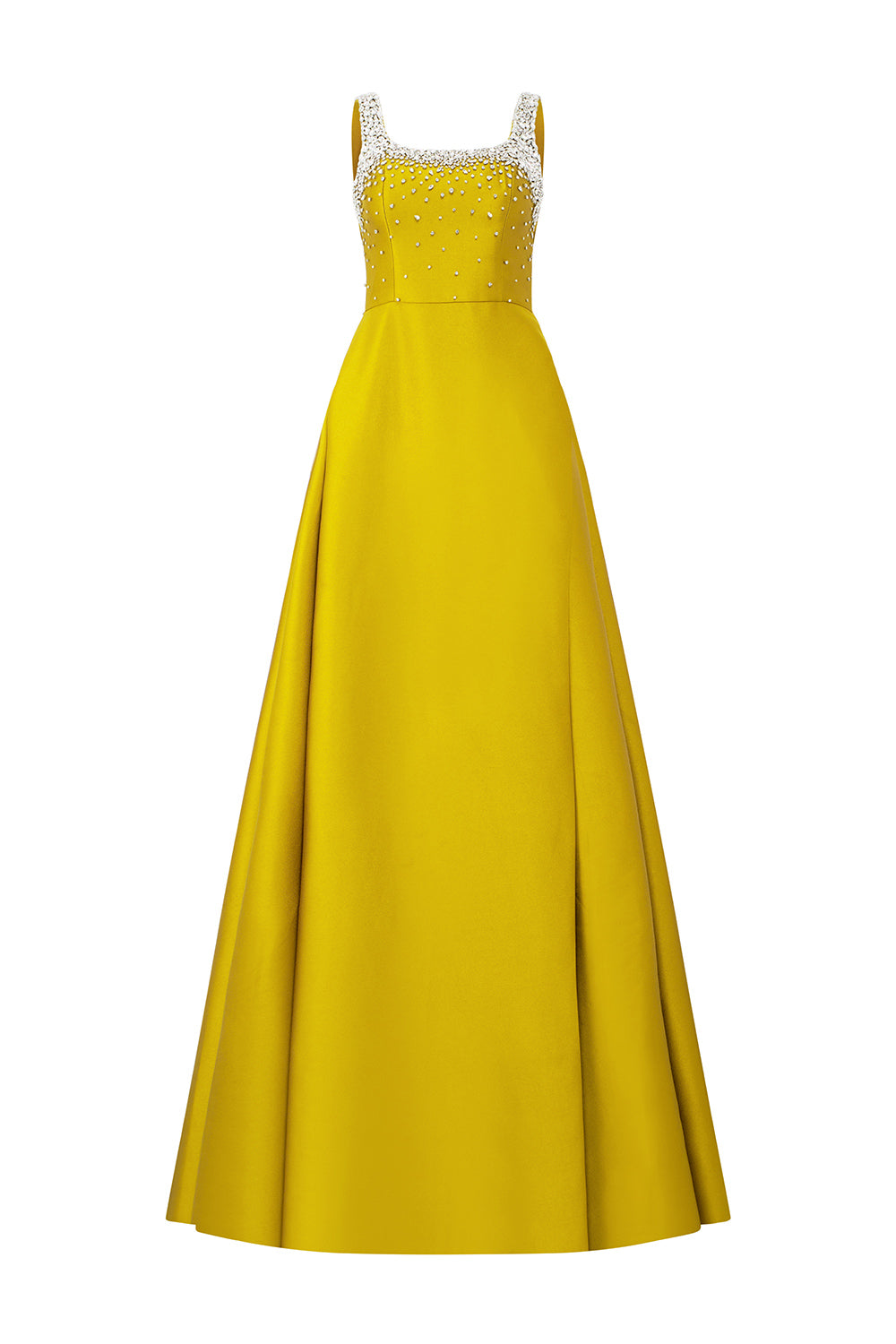Isaiah Ball Gown Square Neck Crepe Floor Length Dress