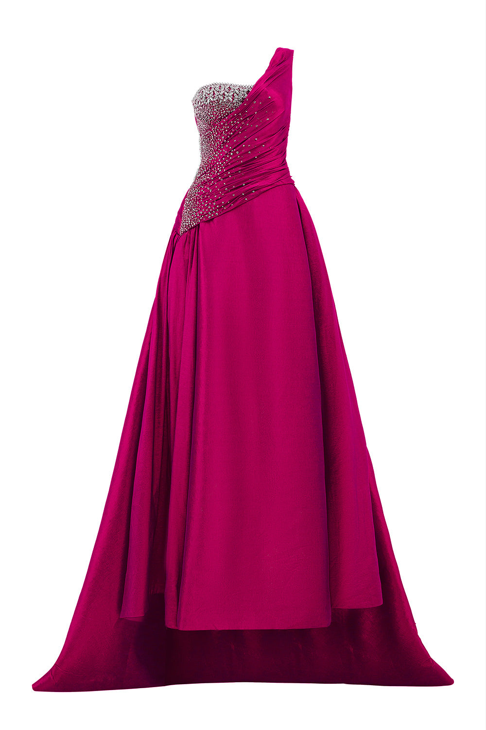 Cuevas Asymmetric One Shoulder Taffeta Floor Length Dress