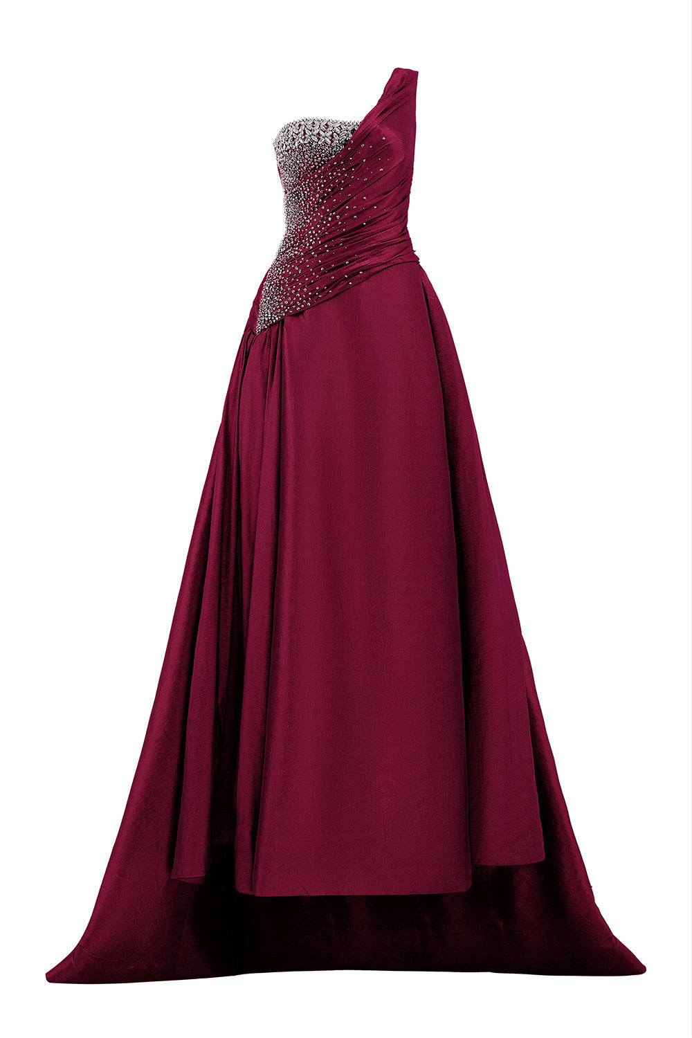 Cuevas Asymmetric One Shoulder Taffeta Floor Length Dress