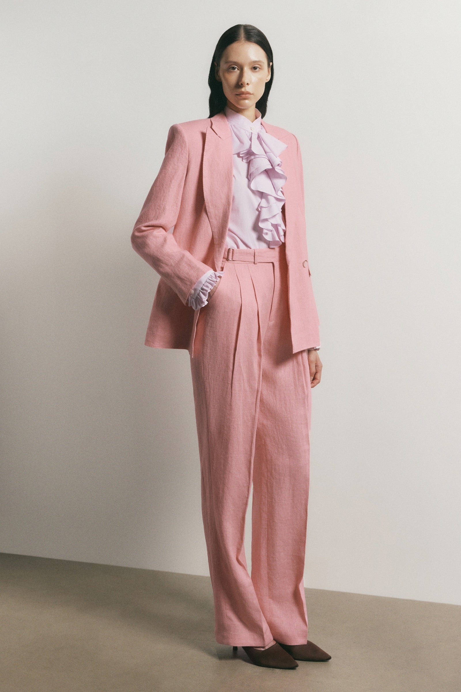 Rosé Pleated Pants